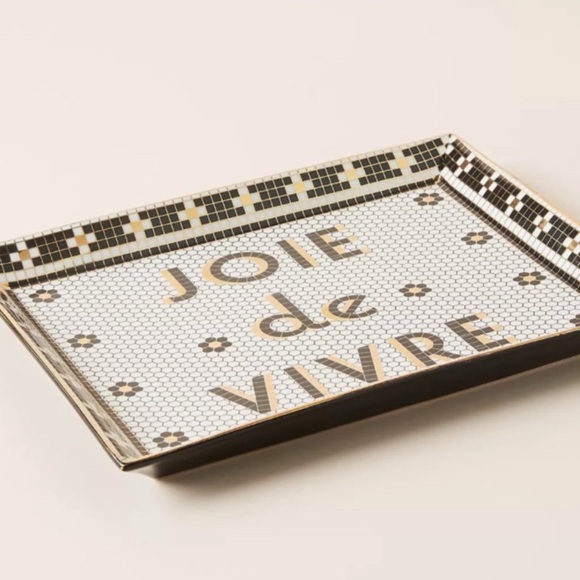 Anthropologie The Bistro Tile Stoneware Tray | Joie de Vivre | NIB - Picture 2 of 4